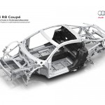 Het Audi Space Frame (ASF) weegt slechts 200 kilo waarbij het topmodel bestaat uit 79 procent aluminium en 13 procent vezelversterkte composieten.