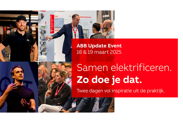 ABB organiseert op 18 en 19 maart het Update Event 2025 met als thema: Samen elektrificeren. Zo doe je dat.