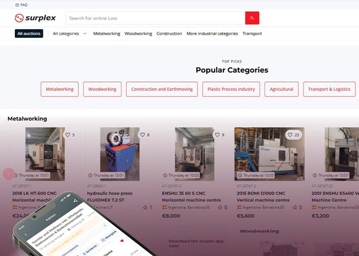 Het digitale business to business-veilinghuis Surplex is overgegaan op de technologie van TBAuctions.